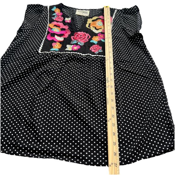 Savanna Jane Blouse Top Womens Large  Embroidered Flutter Sleeves Boho Peasant - Picture 7 of 9